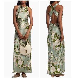 Reformation Anaiis Silk Dress in Tarragon
